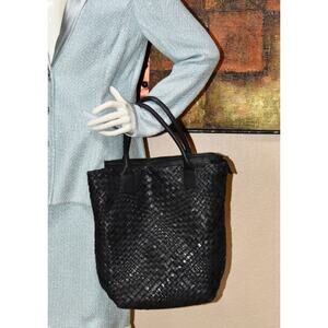 FALOR Italia Leather Braided Hobo Shoulder Bag